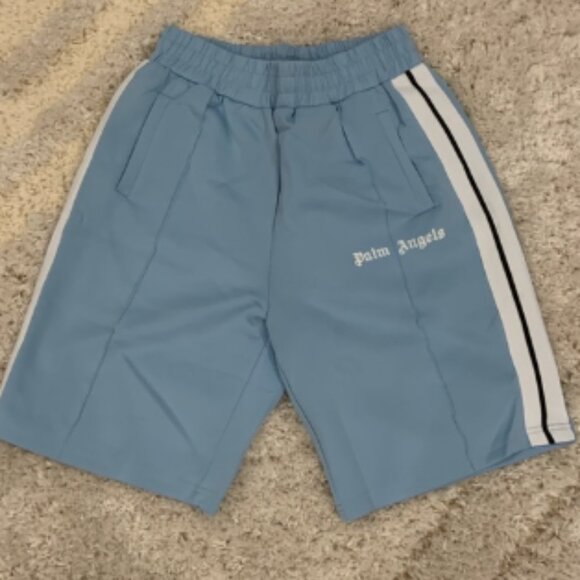Palm Angels Blue & White Striped Track Print Logo Shorts Men’s Sizes S, M, L - Picture 1 of 2